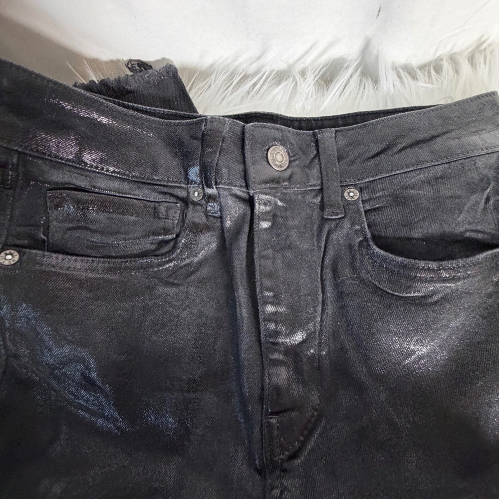 Free People We The Free Black Metallic Coated High Rise Skinny Jeans Size 28 - Picture 7 of 13
